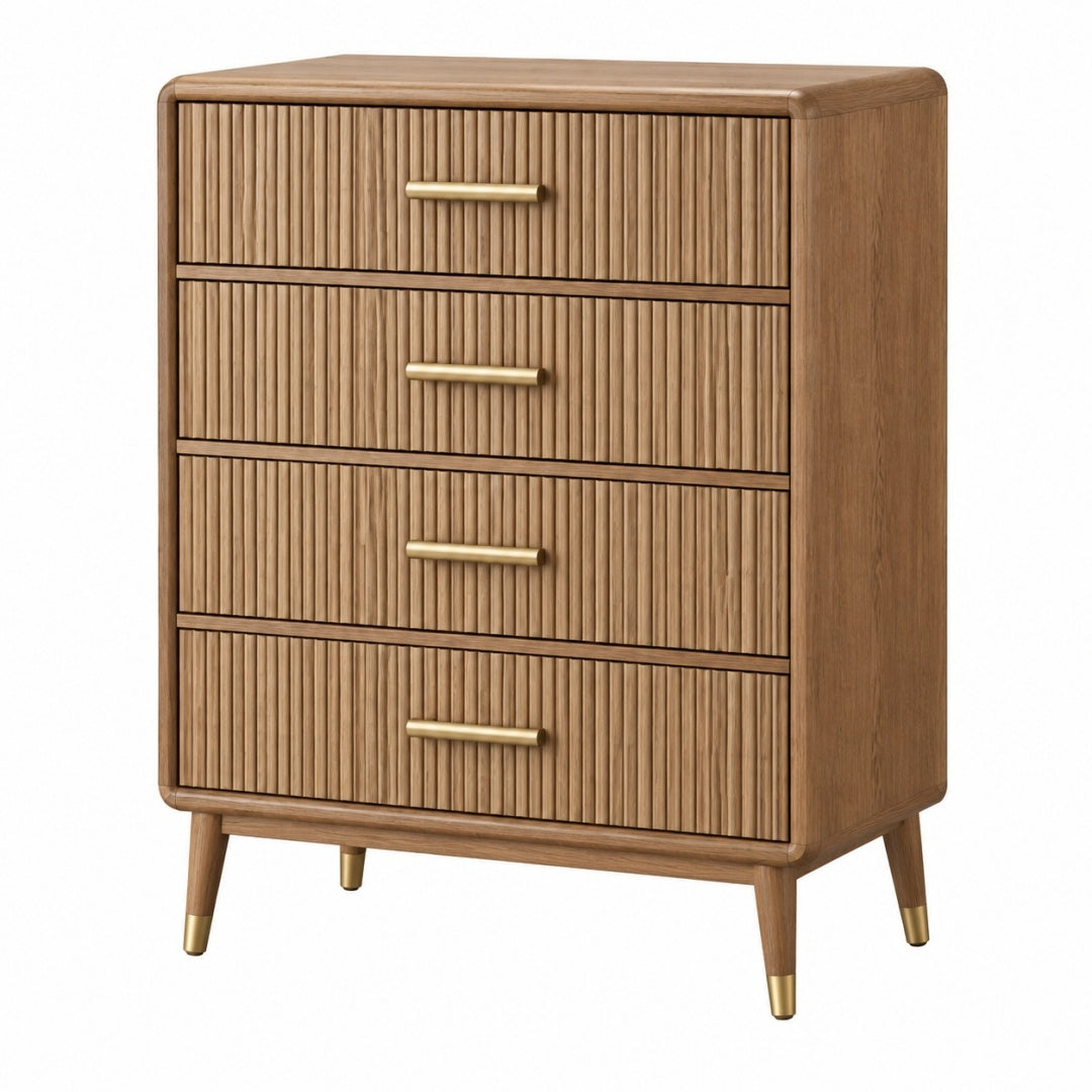 Komoda 80 x 40 x 110 cm drewniana brązowa z 4 szufladami w stylu retro