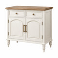 Komoda 100 x 45 x 90 cm drewniana kremowa z blatem w kolorze naturalnego drewna - klasyczna do przechowywania