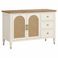 Komoda 120 x 40 x 80 cm z drewna i rattanu kremowa w stylu boho
