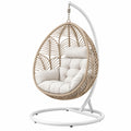 Fotel wiszący 105 x 105 x 195 cm z technorattanu beżowy do wypoczynku w stylu boho